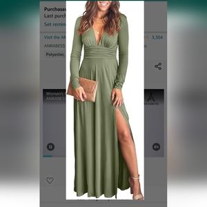 Amazon brand Anrabess maxi dress, olive green, size small